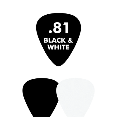 Celluloid BLACK & WHITE - Standard Shape - .81mm - EGOpicks