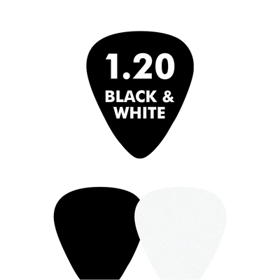 Celluloid BLACK & WHITE - Standard Shape - 1.20mm - EGOpicks