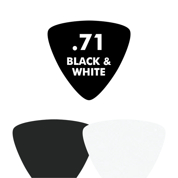 Celluloid BLACK & WHITE - Triangle Shape - .71mm - EGOpicks