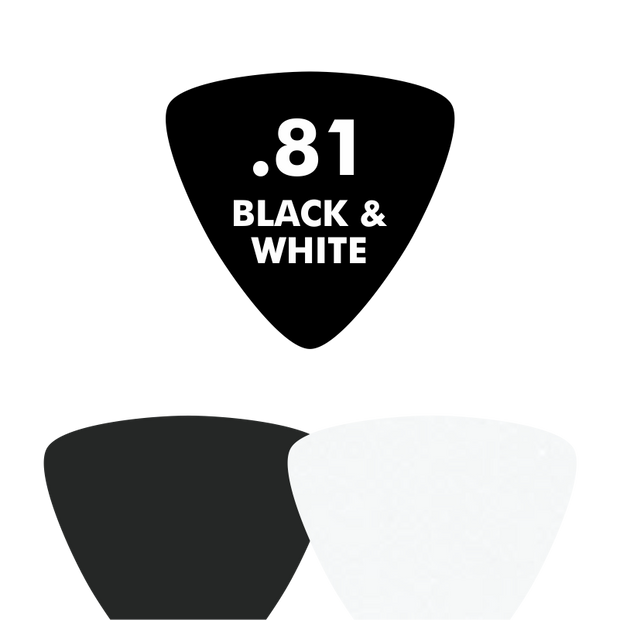 Celluloid BLACK & WHITE - Triangle Shape - .81mm - EGOpicks
