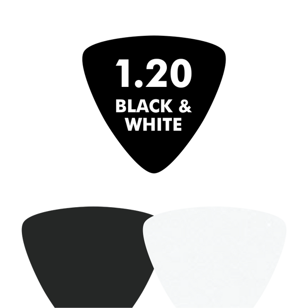 Celluloid BLACK & WHITE - Triangle Shape - 1.20mm - EGOpicks