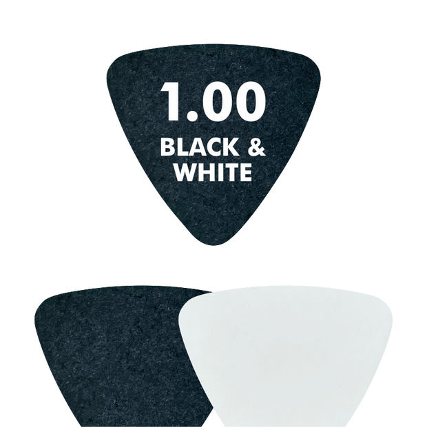 Delrin BLACK & WHITE - Triangle Shape - 1.00mm - EGOpicks